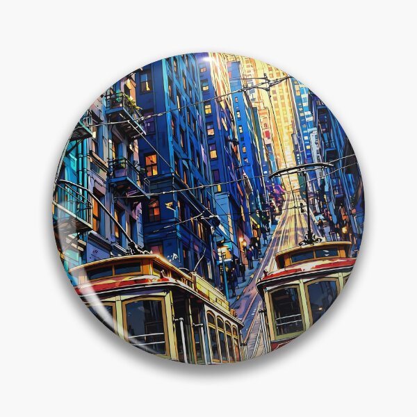 Item preview, Vintage Red Streetcars Cityscape Art designed and sold by Vintage Poster Gallery.