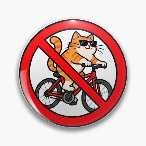 Item preview, No Cats Riding Bikes Funny Cat Prohibition Sign designed and sold by MonkiFlipp.