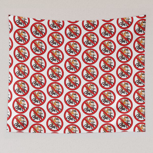 Item preview, No Cats Riding Bikes Funny Cat Prohibition Sign designed and sold by MonkiFlipp.
