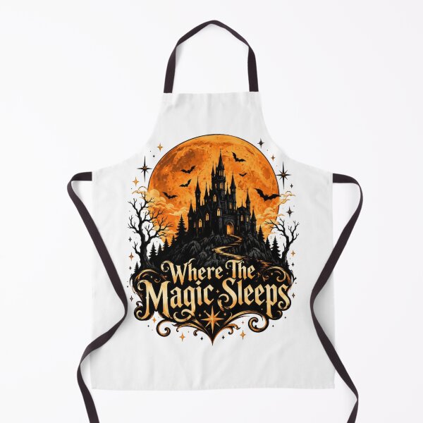 Item preview, Gothic Halloween Castle and Orange Moon – Where The Magic Sleeps Vintage Spooky Art designed and sold by Sanika arts .