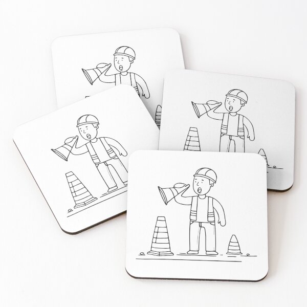 Item preview, A worker yelling near a construction site with safety cones designed and sold by rasagamastore.