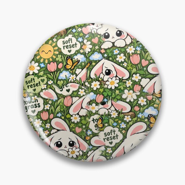 Item preview, Touch Grass Bunny Pattern — Cottagecore Kawaii Seamless designed and sold by Visual Dept..