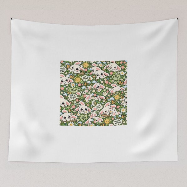 Item preview, Touch Grass Bunny Pattern — Cottagecore Kawaii Seamless designed and sold by Visual Dept..