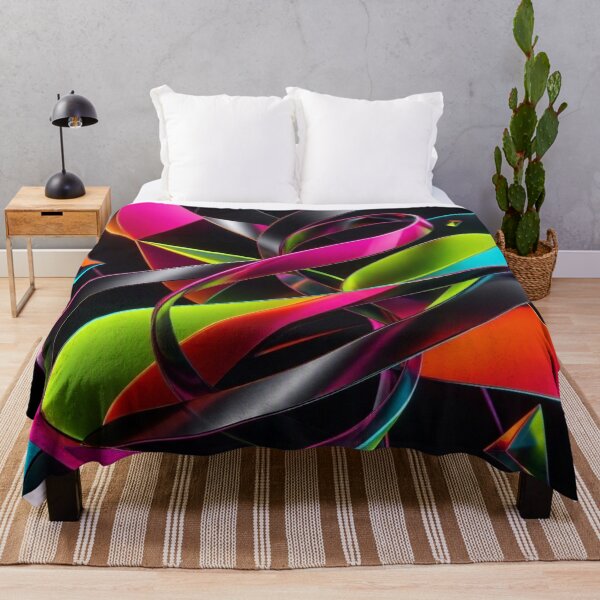 Item preview, 3D Neon Cyberpunk Fluid Abstract Ribbons Glossy Metallic Geometric Art designed and sold by Dogandesighn.
