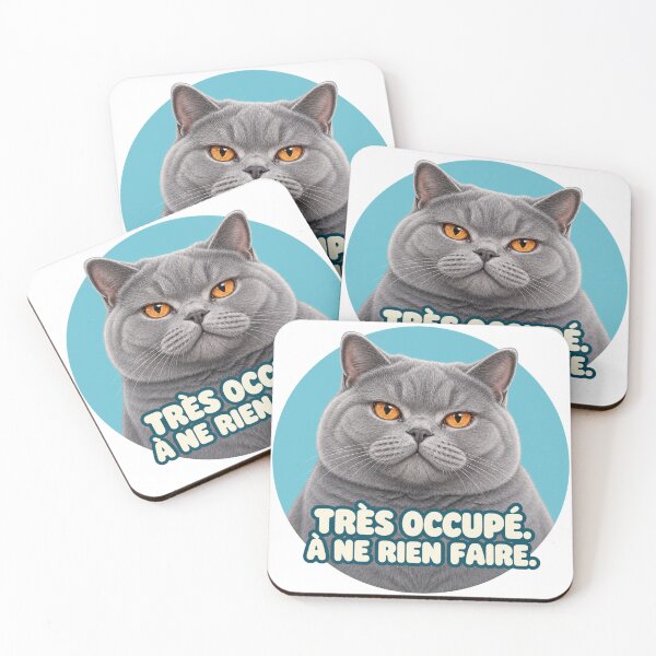 Item preview, British Shorthair – Very busy doing nothing – Humorous grey cat designed and sold by ateliermnp.