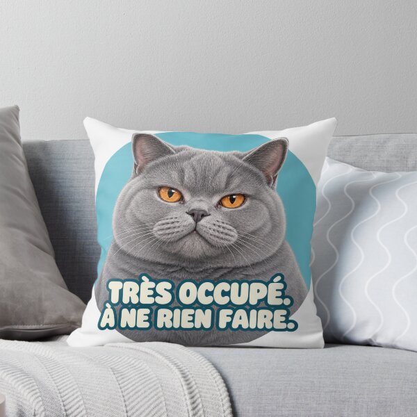 Item preview, British Shorthair – Very busy doing nothing – Humorous grey cat designed and sold by ateliermnp.