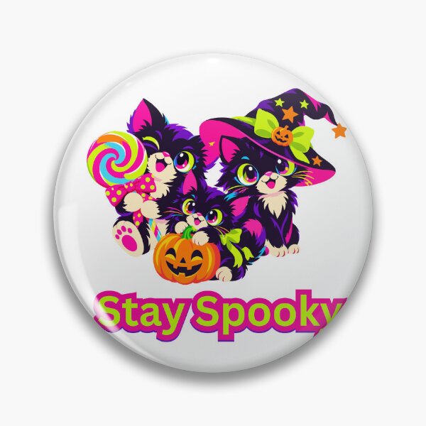 Item preview, Stay Spooky Neon Black Cats Cute Halloween Lollipop Pumpkin designed and sold by MsMind.