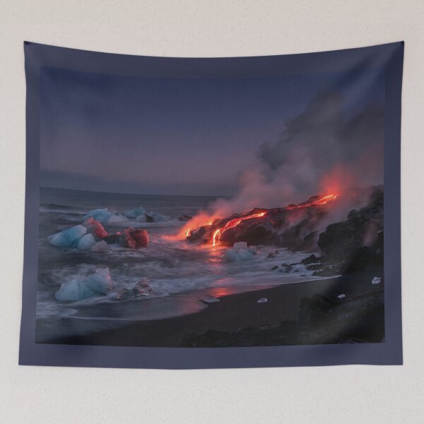 Item preview, Fire and Ice Collision - Lava Meets Glacier Coastline designed and sold by conohitoAI-ArtGallery.
