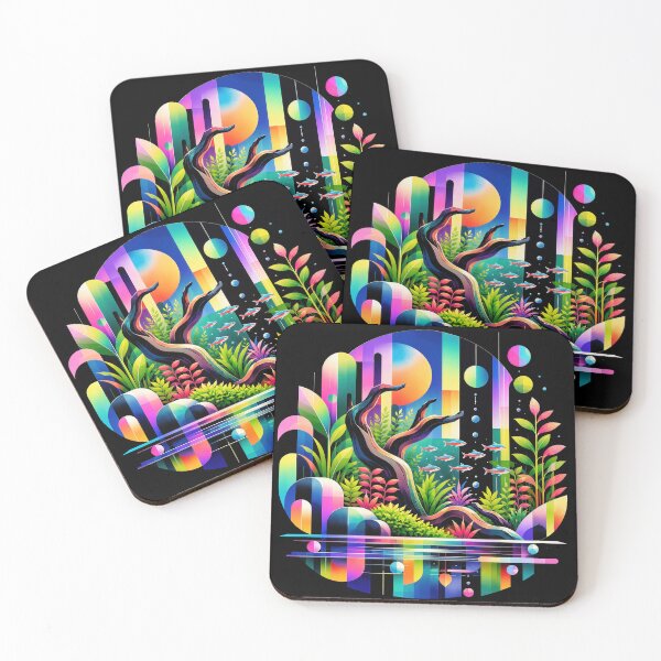 Item preview, Neon Aquascape in a Geometric Dream designed and sold by ForeverPrintsOK.