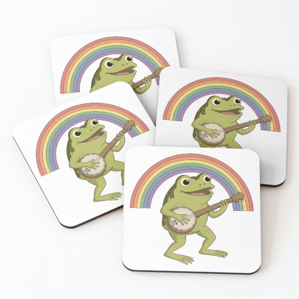 Item preview, Frog Playing Banjo Under A Rainbow designed and sold by DariaDoodleArt.