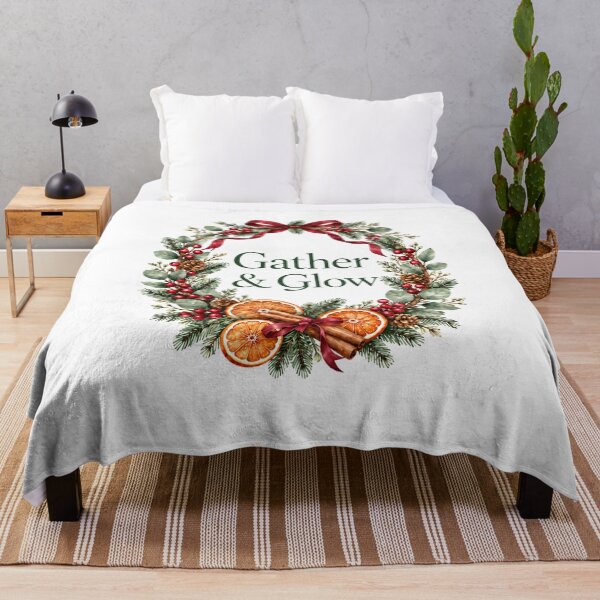 Item preview, Gather and Glow Christmas Citrus Evergreen Botanical Wreath designed and sold by CheersTOGETHER.