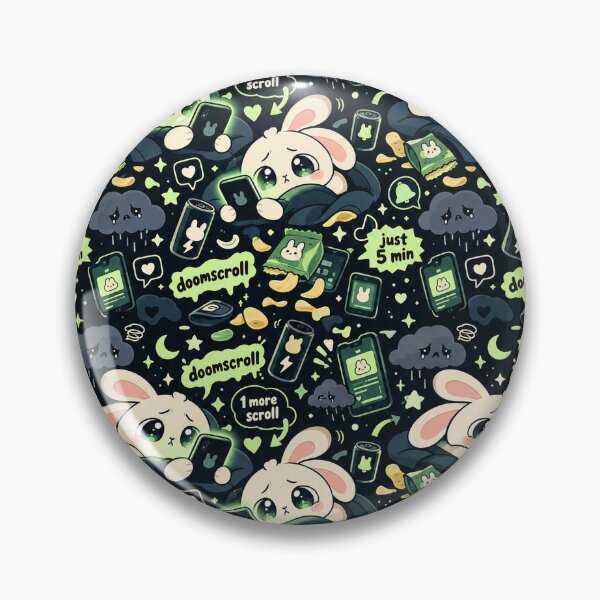 Item preview, Doomscroll Bunny Pattern — Kawaii Phone Addiction Seamless designed and sold by Visual Dept..