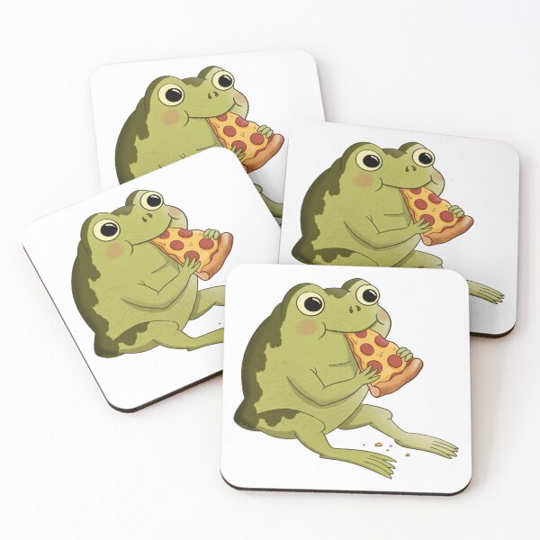 Item preview, Frog Eating A Slice Of Pepperoni Pizza designed and sold by DariaDoodleArt.