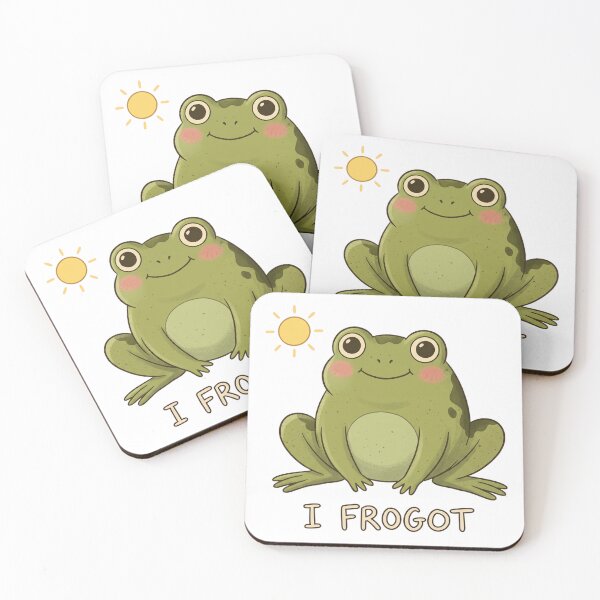 Item preview, I Frogot Smiling Frog Pun Quote designed and sold by DariaDoodleArt.