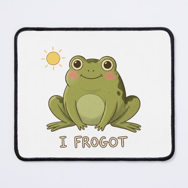 Item preview, I Frogot Smiling Frog Pun Quote designed and sold by DariaDoodleArt.