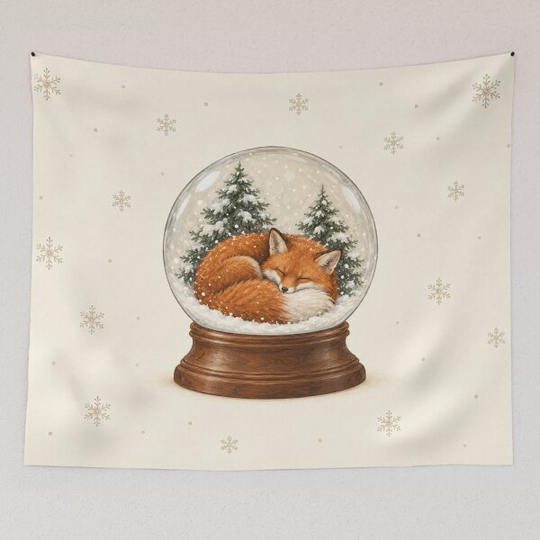 Item preview, Sleeping Fox in a Winter Snow Globe designed and sold by Glottopia.