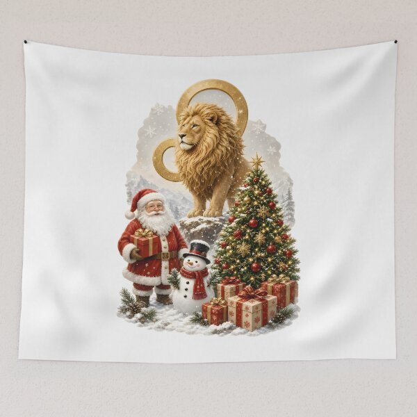 Item preview, Majestic Leo Lion Santa Snowy Christmas designed and sold by Zodiac Celestial Art.