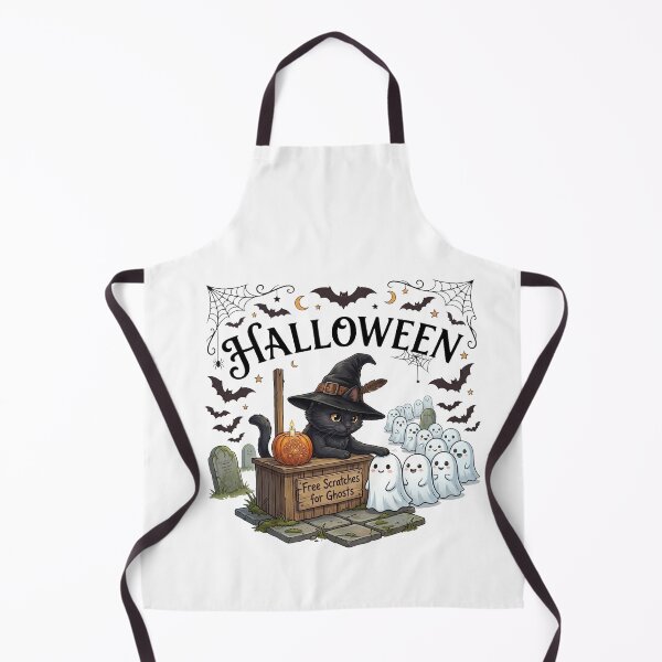 Item preview, Free Scratches for Ghosts Art - Cute Halloween Cat & Little Ghost Queue Design designed and sold by ChameleonStars.