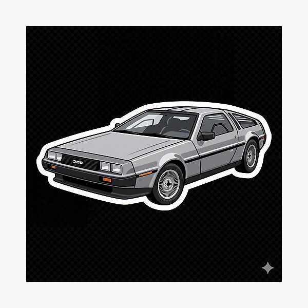 Item preview, DeLorean DMC-12 Brushed Steel - Flat Vector Die-Cut Car designed and sold by Fixnovaguide.