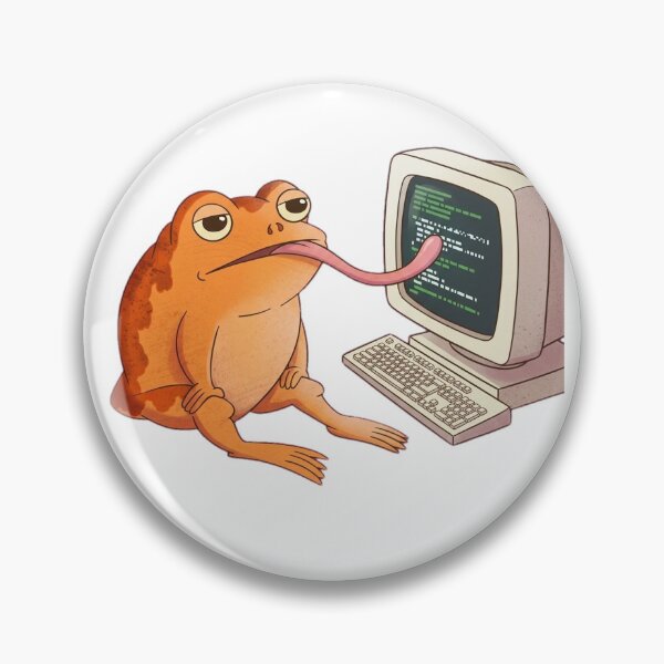 Item preview, Coding Frog Licking His Screen designed and sold by DariaDoodleArt.