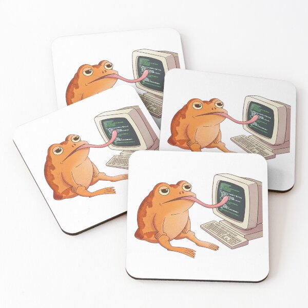 Item preview, Coding Frog Licking His Screen designed and sold by DariaDoodleArt.
