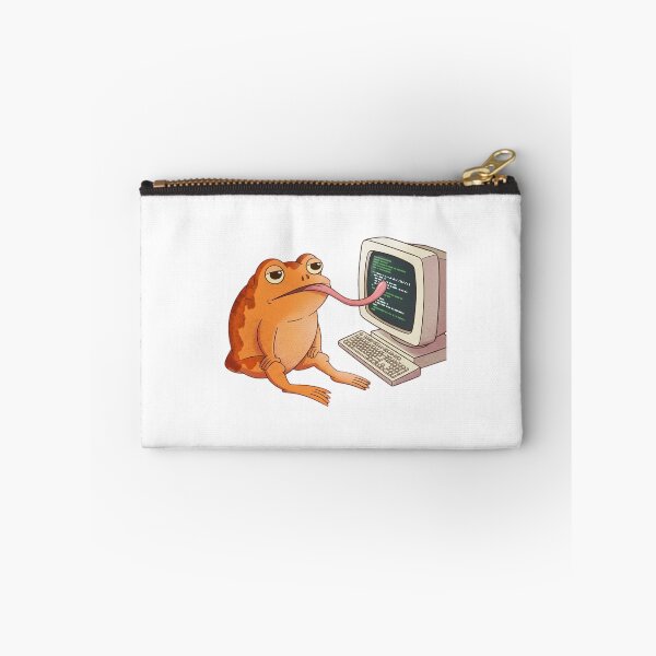 Item preview, Coding Frog Licking His Screen designed and sold by DariaDoodleArt.