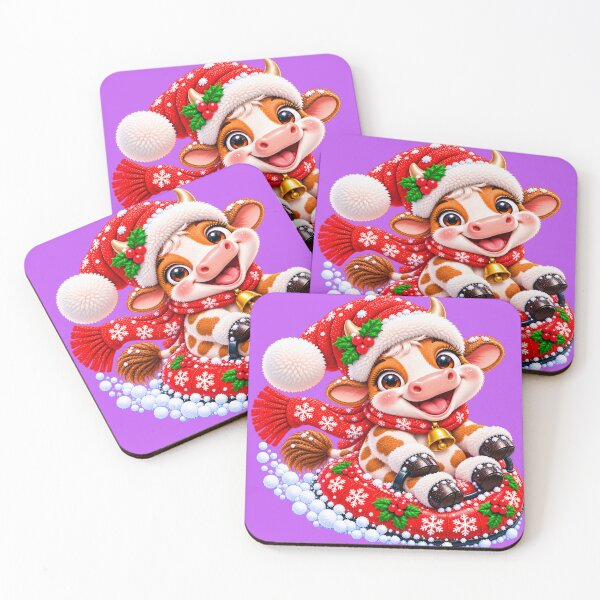 Item preview, Christmas Moo Adventures – Snow Tubing Holiday Cow designed and sold by JanRizz.