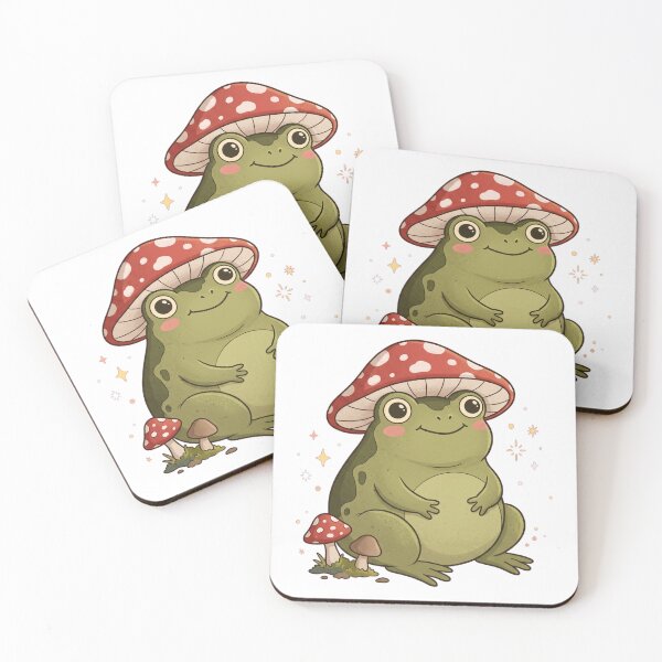 Item preview, Cute Frog Wearing A Mushroom Cap designed and sold by DariaDoodleArt.