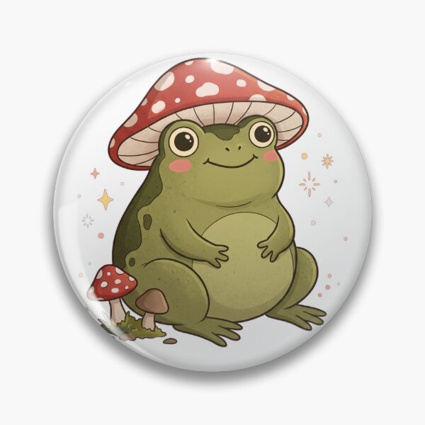 Item preview, Cute Frog Wearing A Mushroom Cap designed and sold by DariaDoodleArt.