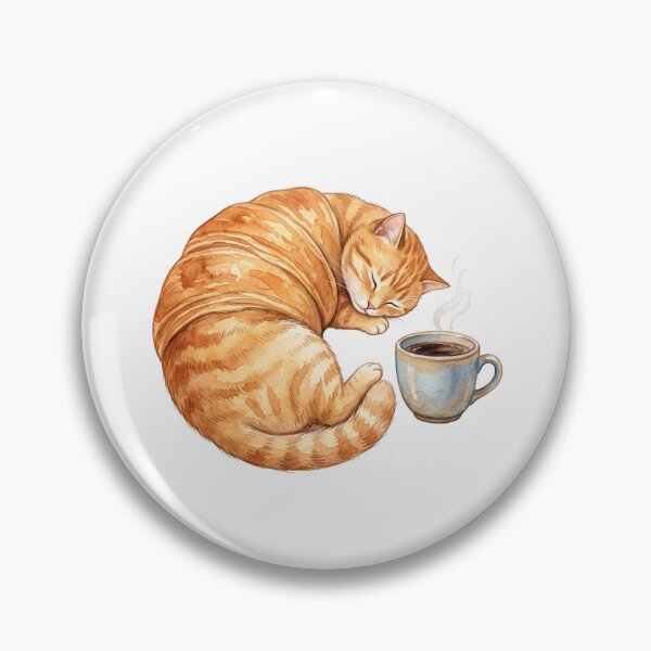Item preview, Sleeping Ginger Cat Croissant Watercolor Art designed and sold by Digitalphoto4u.