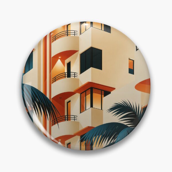Item preview, Tropical Art Deco Apartment Building designed and sold by ForeverPrintsOK.