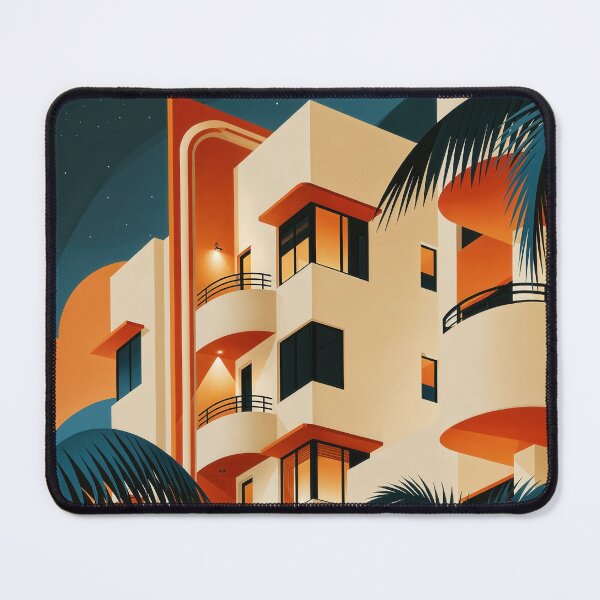 Item preview, Tropical Art Deco Apartment Building designed and sold by ForeverPrintsOK.