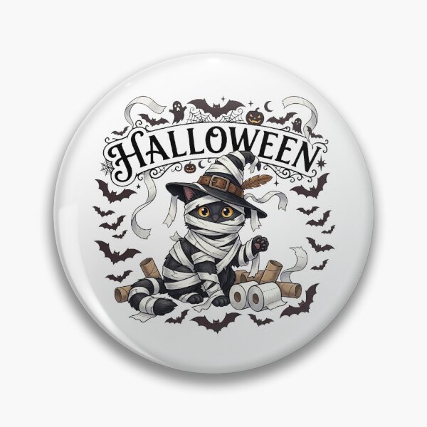 Item preview, Mummy Black Cat Art - Funny Spooky Halloween Toilet Paper Cat Design designed and sold by ChameleonStars.