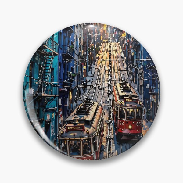 Item preview, Red Trams Steep Urban Street designed and sold by Vintage Poster Gallery.