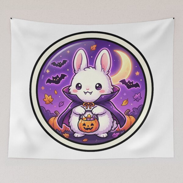Item preview, Fluffy Vampire Bunny With Candy Bucket designed and sold by ELmestka.