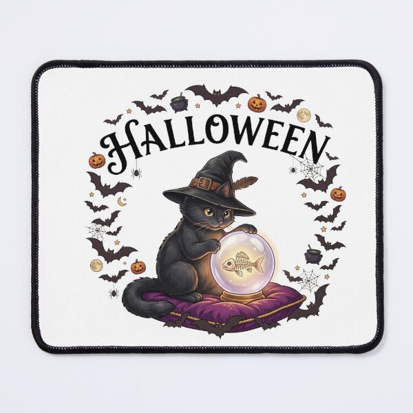 Item preview, Mystic Witch Cat Art - Spooky Halloween Black Cat Crystal Ball Design designed and sold by ChameleonStars.