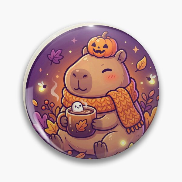 Item preview, Cozy Capybara With Pumpkin And Mug designed and sold by ELmestka.