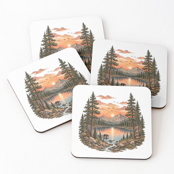 Item preview, Retro mountain with trees designed and sold by lamiarte.
