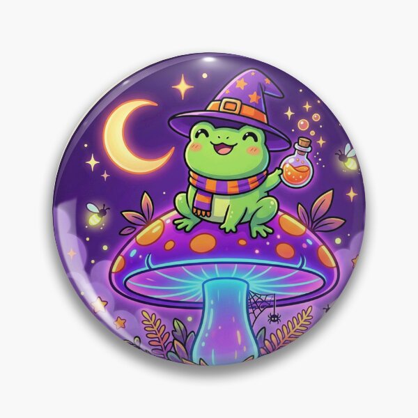Item preview, Witch Frog On Glowing Neon Mushroom designed and sold by ELmestka.