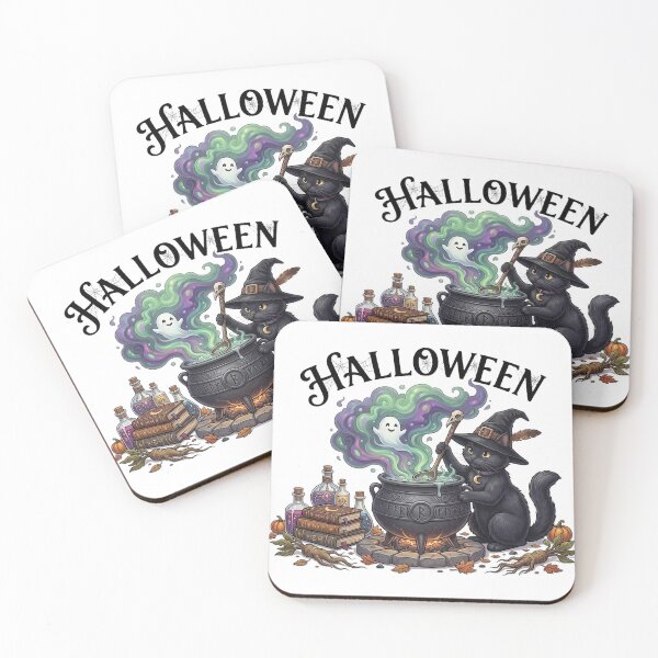 Item preview, Magical Potion Cat Art - Spooky Witch Black Cat & Cauldron Design designed and sold by ChameleonStars.