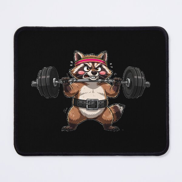 Item preview, Funny Gym Raccoon Deadlifting Barbell Fitness Meme designed and sold by ValhallaHub.