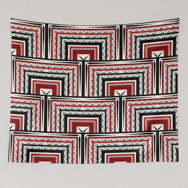 Aperçu de l'œuvre Tuiles rouges des souvenirs créée et vendue par Space & Care - Art Deco GeoMetrica.