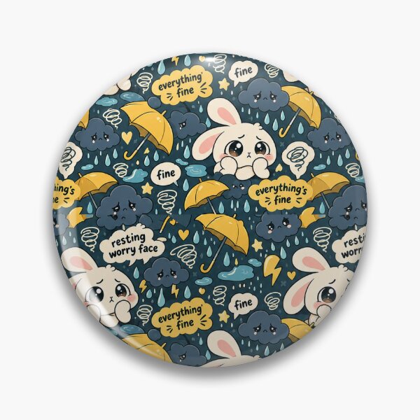 Item preview, Resting Worry Face Bunny Pattern — Anxiety Kawaii Seamless designed and sold by Visual Dept..