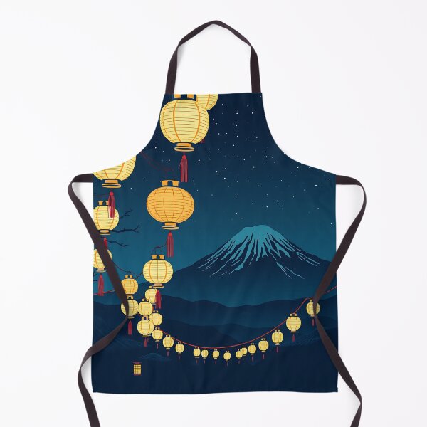 Item preview, Japanese Paper Lanterns and Mount Fuji Starry Night Illustration designed and sold by T-domain.