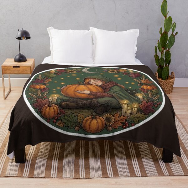 Item preview, Witch with Jack-o’-Lantern, Samhain Autumn Wreath Sticker designed and sold by Roberta Calabrese.