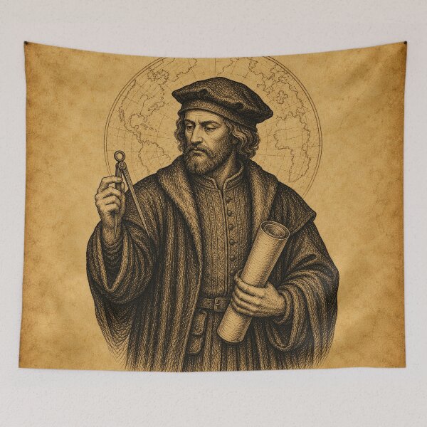 Item preview, Medieval Cartographer with Compass and Map designed and sold by photoparadise22.
