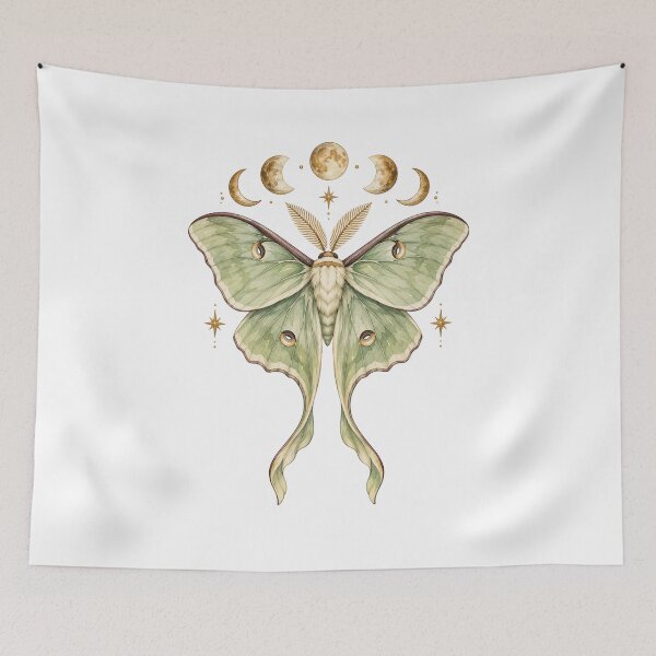Item preview, Luna Moth Moon Phases Celestial Witchy Moth Art designed and sold by DreamelleStudio.