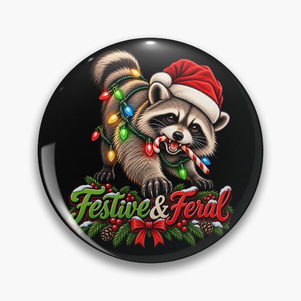 Item preview, Festive raccoon with Christmas lights and candy cane designed and sold by rafaeltto.