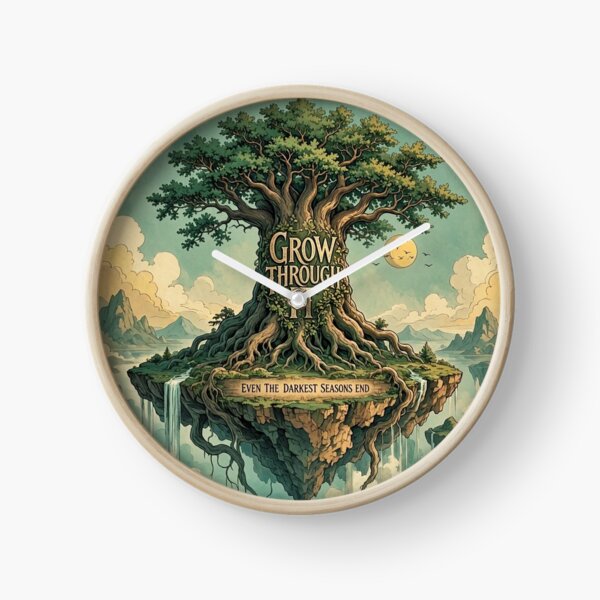 Item preview, Grow Through It Tree of Life Floating Island Motivational Quote Vintage Art designed and sold by Dogandesighn.