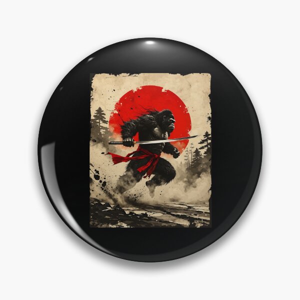 Item preview, Samurai Gorilla with Katana Japanese Warrior Red Sun designed and sold by RDGNR.